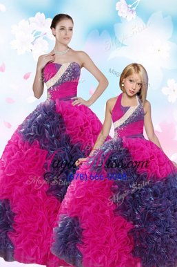 Sweet Multi-color Ball Gowns Sequins and Pick Ups Sweet 16 Quinceanera Dress Lace Up Taffeta Sleeveless Floor Length