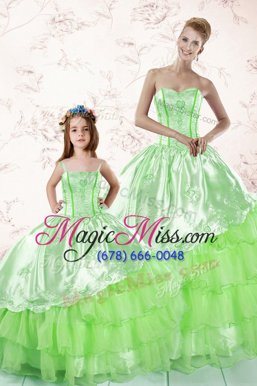 Ball Gowns Sweetheart Sleeveless Organza Floor Length Lace Up Embroidery and Ruffled Layers Sweet 16 Dresses