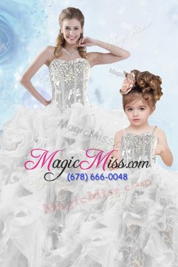 Excellent Silver Sweetheart Lace Up Beading and Ruffles and Sequins Sweet 16 Dresses Sleeveless