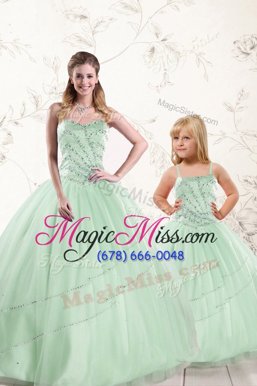 Affordable Apple Green Vestidos de Quinceanera Military Ball and Sweet 16 and Quinceanera and For with Beading Sweetheart Sleeveless Lace Up