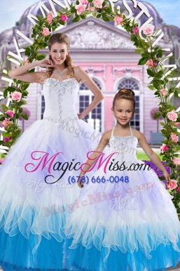 On Sale Multi-color Sleeveless Floor Length Beading Lace Up Vestidos de Quinceanera