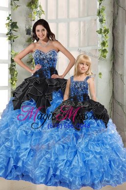 Lovely Sleeveless Beading and Ruffles Lace Up 15 Quinceanera Dress