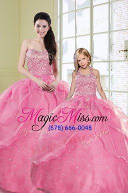 Romantic Sweetheart Sleeveless Organza Quinceanera Dresses Beading and Sequins Lace Up