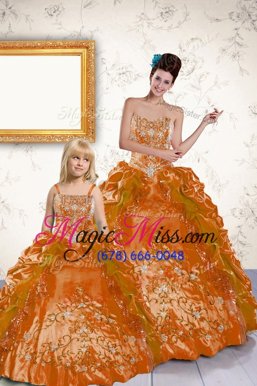 Most Popular Strapless Sleeveless Taffeta Sweet 16 Quinceanera Dress Beading and Embroidery and Pick Ups Lace Up