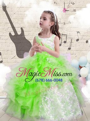 Trendy Ball Gowns Pageant Gowns For Girls Scoop Organza Sleeveless Floor Length Lace Up