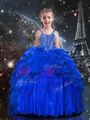 Great Organza Sleeveless Floor Length Little Girls Pageant Dress Wholesale and Beading and Ruffles