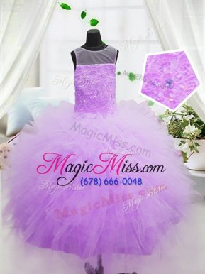 Customized Scoop Hot Pink Ball Gowns Ruffles Kids Pageant Dress Zipper Organza Sleeveless Floor Length