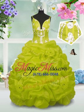 Trendy Sleeveless Lace Up Floor Length Beading and Pick Ups Child Pageant Dress