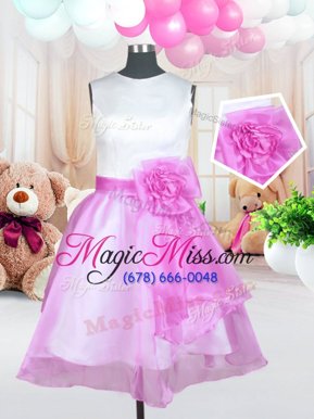 Fabulous Scoop Sleeveless Organza Flower Girl Dress Sashes|ribbons and Hand Made Flower Zipper