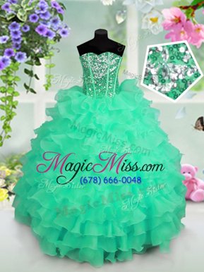 Lovely Sweetheart Sleeveless Organza Girls Pageant Dresses Ruffled Layers and Sequins Lace Up