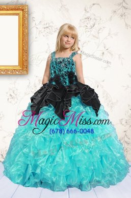 High Class Organza Sleeveless Floor Length Little Girl Pageant Gowns and Beading and Pick Ups
