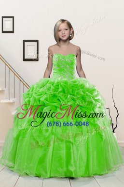 Hot Selling Pick Ups Sleeveless Organza Lace Up Little Girl Pageant Dress for Party and Wedding Party
