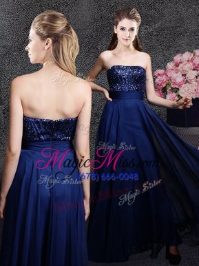 Pretty Sleeveless Zipper Floor Length Sequins Prom Dresses