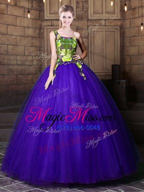 Beautiful One Shoulder Blue Lace Up 15 Quinceanera Dress Pattern Sleeveless Floor Length