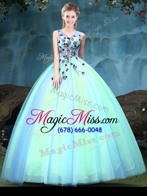Enchanting Floor Length Ball Gowns Sleeveless Multi-color Quince Ball Gowns Lace Up