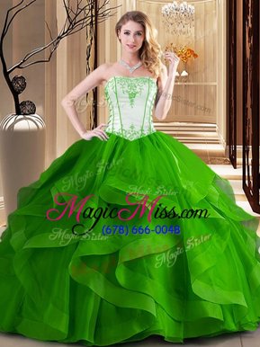 Best Tulle Sleeveless Floor Length 15th Birthday Dress and Embroidery