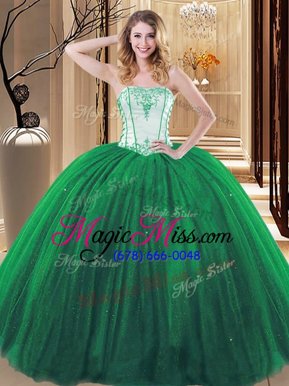 Lovely Green and Purple Sleeveless Embroidery Floor Length Quinceanera Dress