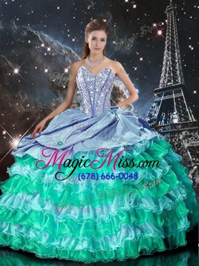 New Arrival Multi-color Sleeveless Beading and Ruffles Floor Length Sweet 16 Dresses