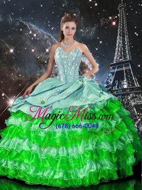 Gorgeous Multi-color Sweetheart Zipper Beading and Ruffles Quinceanera Dress Sleeveless