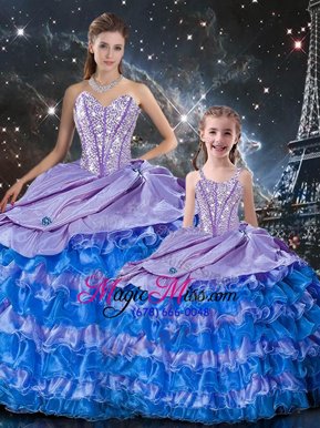 Edgy Multi-color Sleeveless Floor Length Beading and Ruffles Lace Up 15 Quinceanera Dress