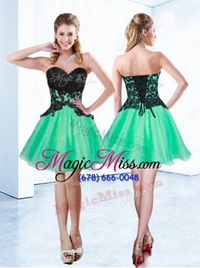 Vintage Mini Length Apple Green Dress for Prom Sweetheart Sleeveless Lace Up