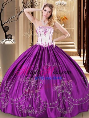 Flirting Taffeta Sleeveless Floor Length Sweet 16 Dress and Embroidery
