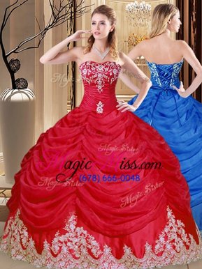 Ideal Sleeveless Appliques and Pick Ups Lace Up Quinceanera Dresses