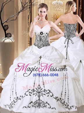 Eye-catching Sleeveless Lace Up Floor Length Embroidery and Pick Ups 15th Birthday Dress