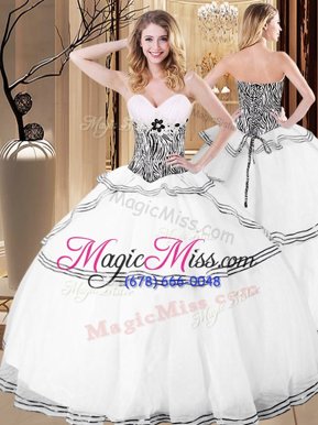 White Sleeveless Organza Lace Up Vestidos de Quinceanera for Military Ball and Sweet 16 and Quinceanera