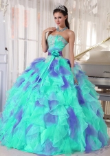 Ruffles and Appliques Floor-length Quinceanera Dress with Organza