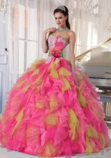 Appliques Organza Sweetheart Quinceanera Dress with Detachable