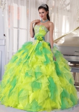 Appliques and Ruffles Floor-length Quinceanera Dress for 2014 Spring