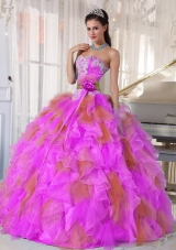 Ball Gown Sweetheart Organza Long Quinceanera Dress witih Appliques