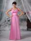 Clinton Iowa Custom Made Straps Floor-length Satin Pink Bridesmaid Dress For 2013