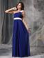Blue and White Empire One Shoulder Floor-length Chiffon Handle Flowers Prom Dress