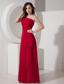 Red Empire One Shoulder Floor-length Chiffon Prom Dress