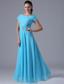 Baby Blue Scoop Bridesmaid Dress With Beading and Ruch In Maryland