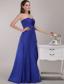 Royal Blue Empire Floor-length Sweetheart Chiffon Ruch Bridesmaid Dress