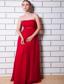 Wine Red Empire Strapless Floor-length Chiffon Ruch Prom Dress