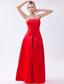 Red Column Strapless Floor-length Taffeta Beading Prom Dress
