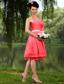 Coral Red Empire Halter Knee-length Taffeta Sashes Prom / Homecoming Dress