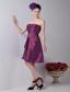 Purple A-line Strapless Knee-length Taffeta Ruch Prom / Homecoming Dress