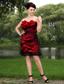 Red Column Strapless Prom / Homecoming Dress Tulle Hand Made Flowers Mini-length