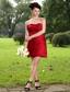 Red Column Sweetheart Mini-length Taffeta Ruch Prom / Homecoming Dress