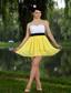 Yellow and White Empire Sweetheart Mini-length Chiffon Sashes Prom / Homecoming Dress