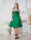 Green A-line Sweetheart Knee-length Satin Ruch Bridesmaid Dress