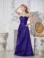 Purple A-line Sweetheart Floor-length Satin Hand Made Flowers Prom Dress