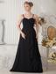 Black Empire Straps Floor-length Chiffon Ruch Bridesmaid Dress