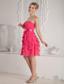 Hot Pink Empire Strapless Mini-length Chiffon Ruch and Sash Prom Dress