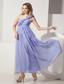 Lilac A-line One Shoulder Ankle-length Chiffon Hand Made Flowers Prom Dress